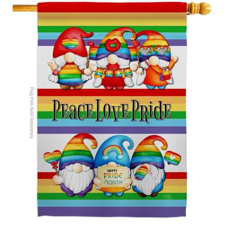 GARDENCONTROL Peace Pride Gnome Support 28 x 40 in. Double-Sided Vertical House Flags for  Banner Garden GA4061210